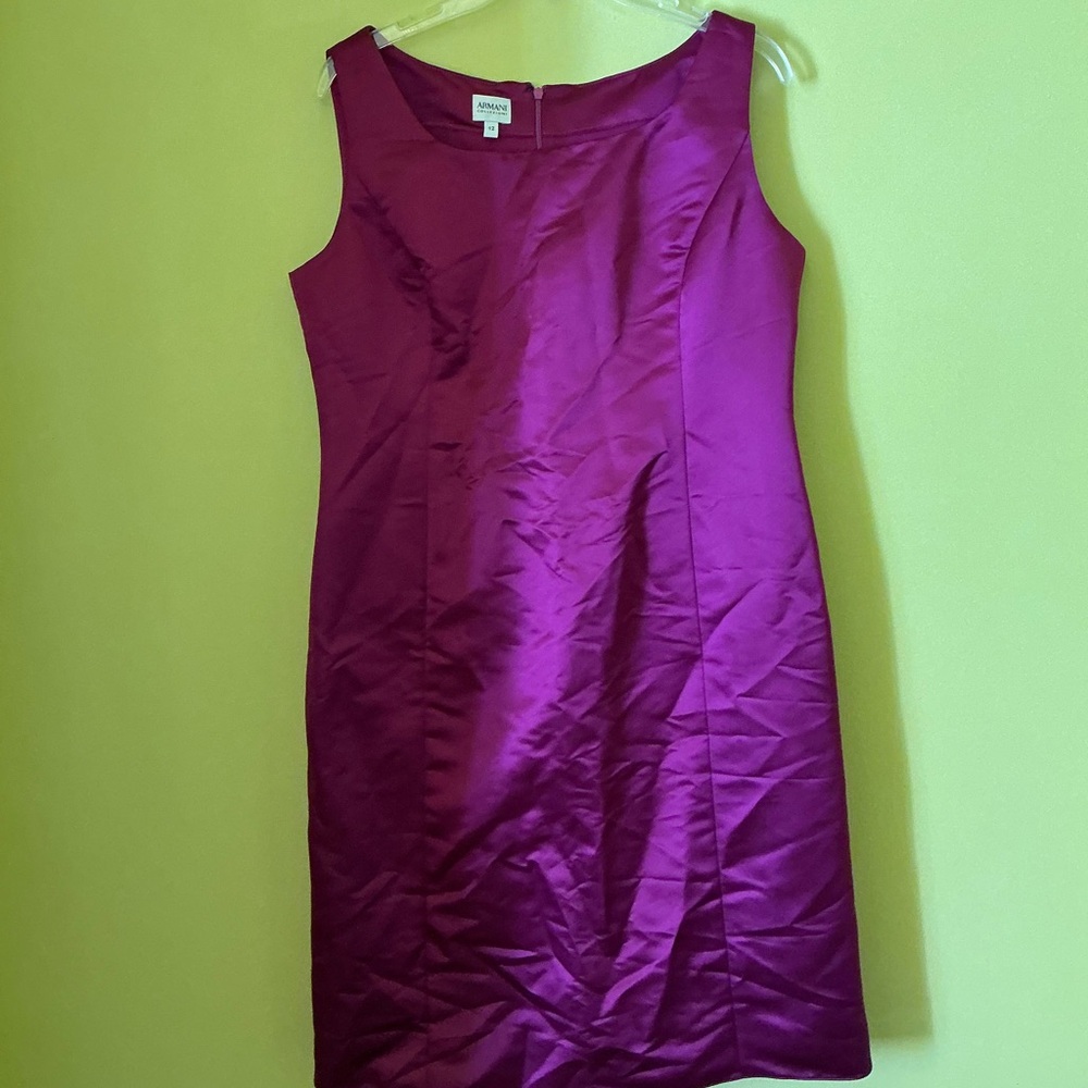 Armani Collezioni Magenta Satin Sheath Dress